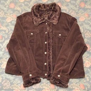 Venezia corduroy jacket with detachable faux fur